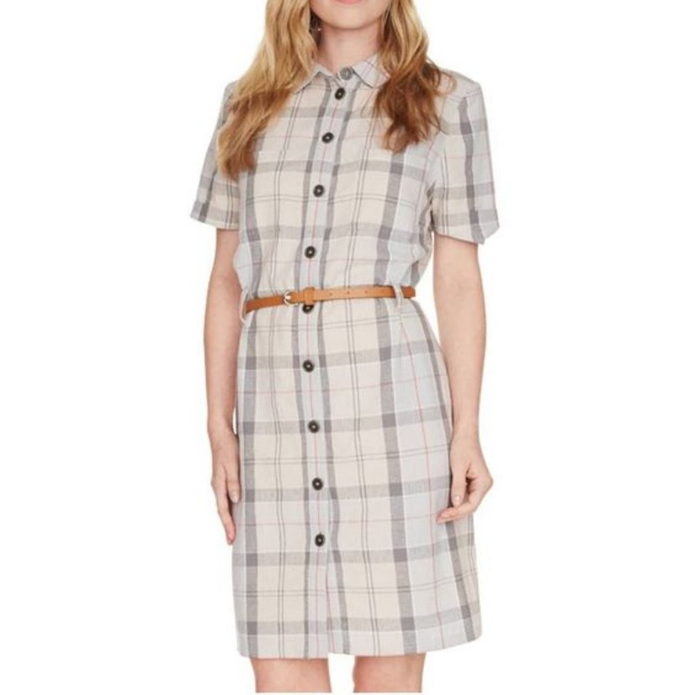 Barbour Glaisnock Linen Blend Tartan Plaid Dress 6 - Picture 5 of 12